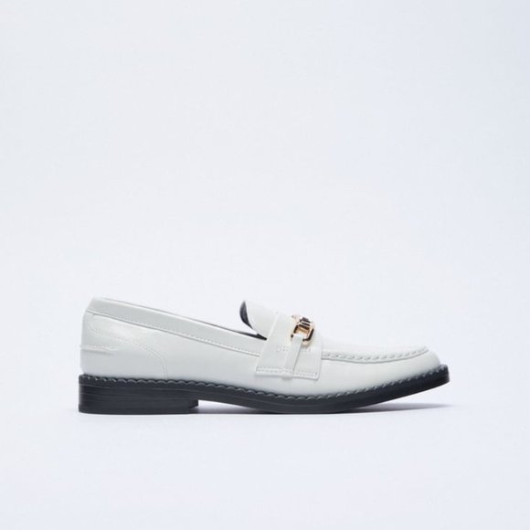Zara  flat white Low heel chain loafers - Picture 3 of 14